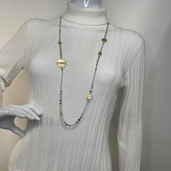 Chico's gold tone chain necklace long costume jewelry signed mixed metals beads - Picture 7 of 9